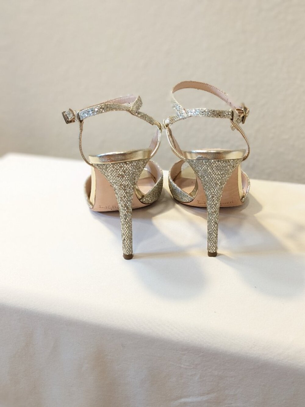 L.K. Bennett Val Platinum Glitter Evening Sandals EU 40 / US 9 – Worn Once - Picture 5 of 6